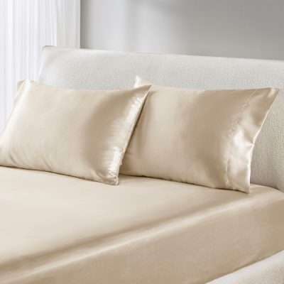 Madison Park Essentials Satin Luxury 2 PC Pillowcases in Champagne, Standard MPE21-1163