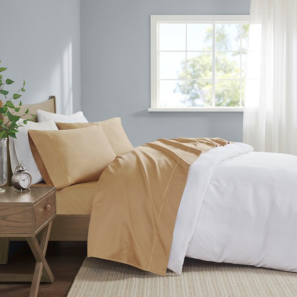 Madison Park 600 Thread Count Pima Cotton Sheet Set in Gold, Queen SHET20-510