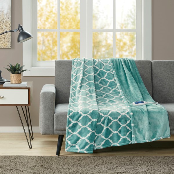 Beautyrest Heated Ogee Throw in Aqua, 60x70" BR54-0539