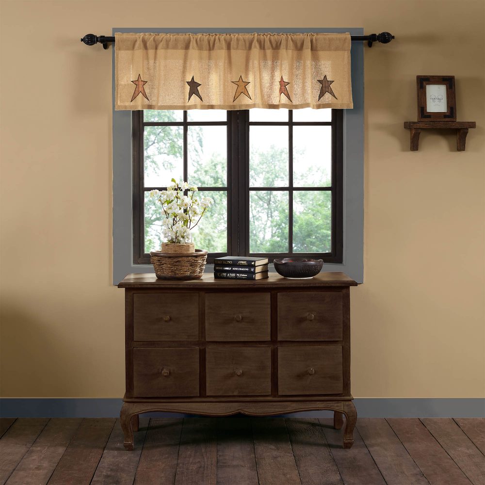 Stratton Burlap Applique Star Valance 16x60