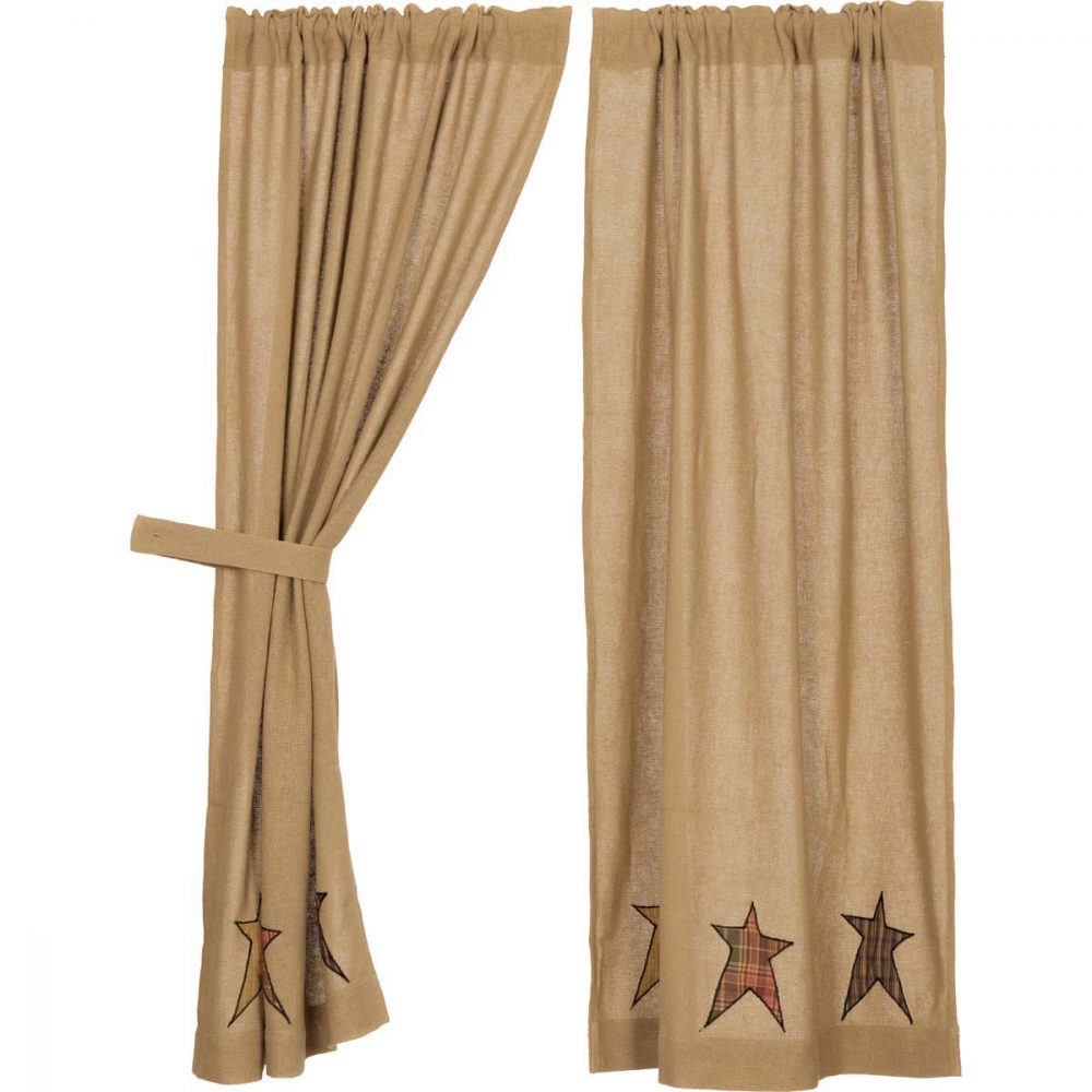 Stratton Burlap Applique Star Short Panel Set of 2 63x36