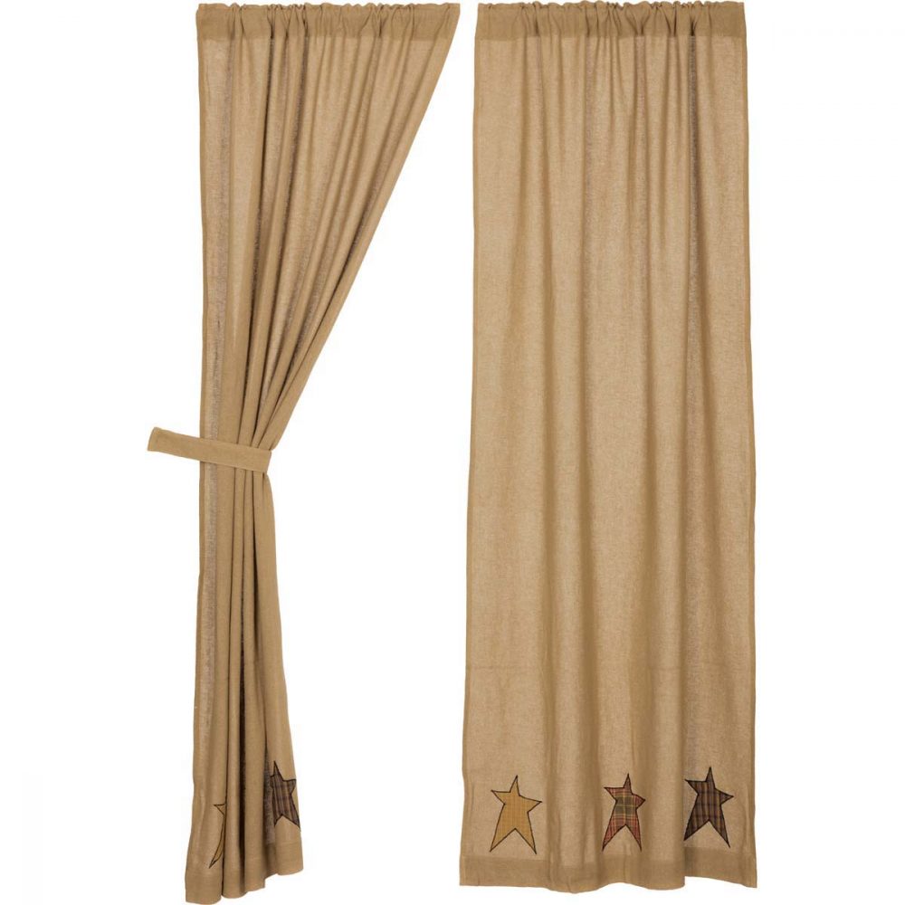 Stratton Burlap Applique Star Panel Set of 2 84x40