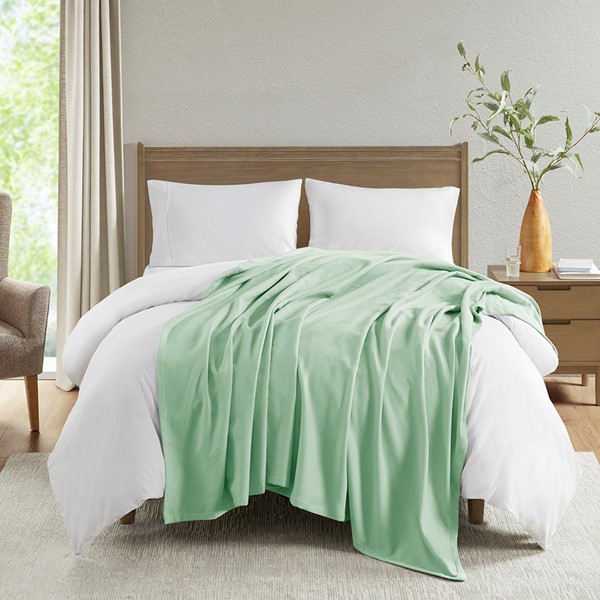 Madison Park Liquid Cotton Blanket in Seafoam, Full/Queen BL51N-0736