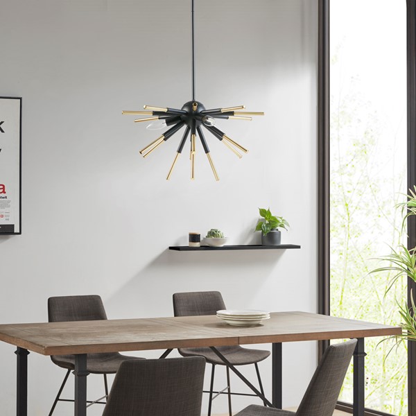 INK+IVY Ely 3-Light Spiked Chandelier in Matte Black /Gold II150-0140