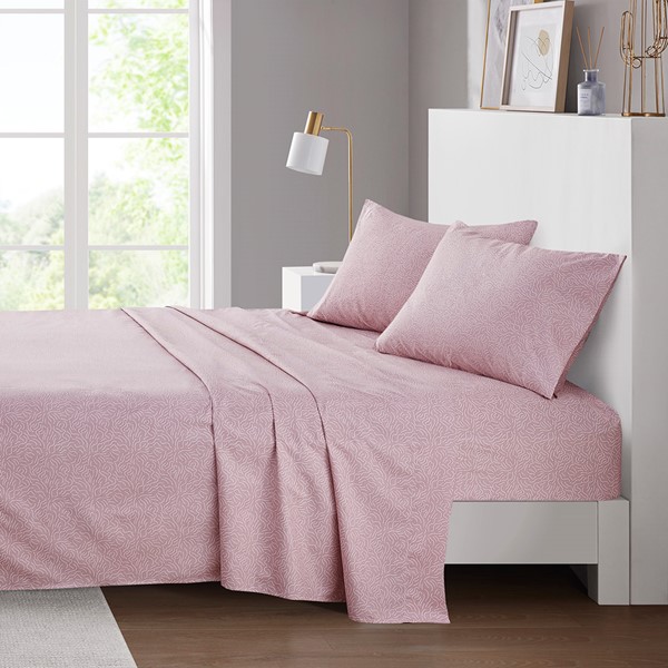 Intelligent Design Printed Microfiber Sheet Set in Blush Waves, Full ID20-2362