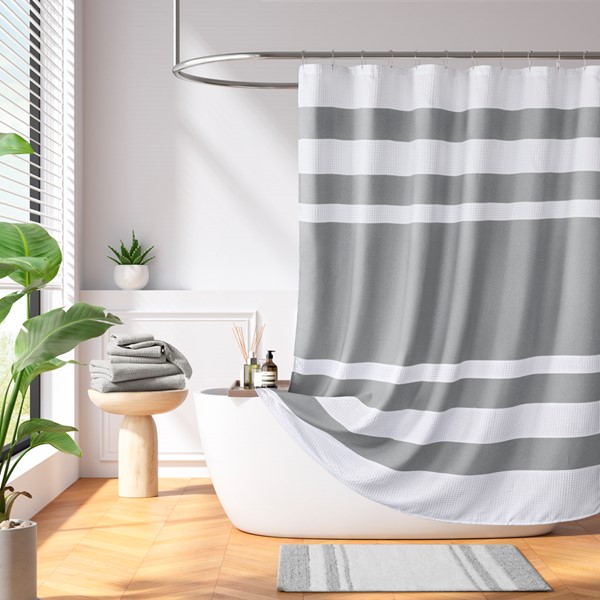 Madison Park Spa Waffle Shower Curtain with 3M Treatment in Grey, 72x78" MP70-8548