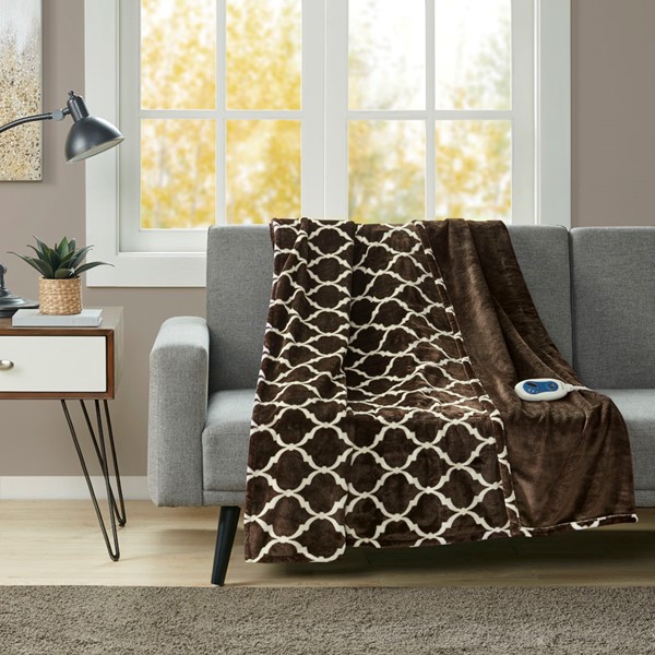 Beautyrest Heated Ogee Throw in Brown, 60x70" BR54-0542