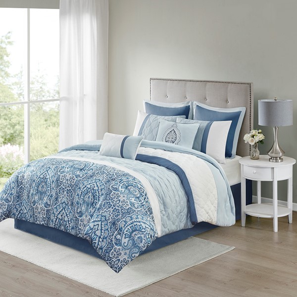 510 Design Shawnee 8 Piece Comforter Set in Blue, King 5DS10-0256