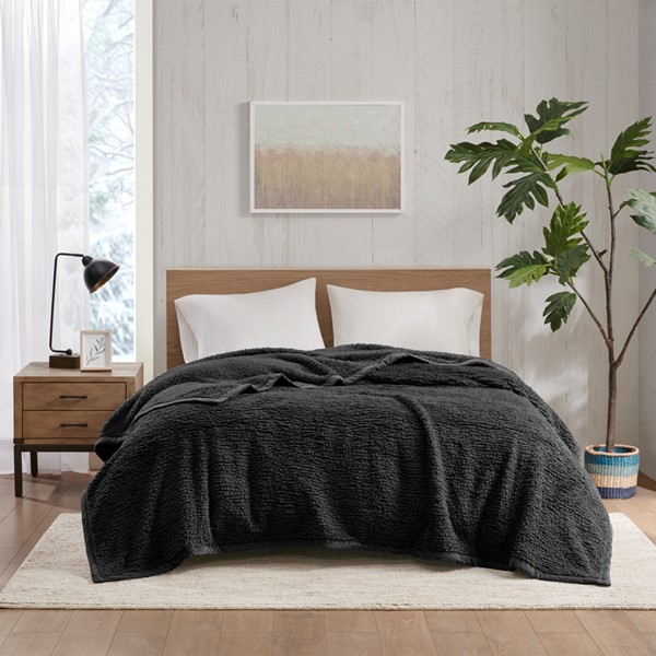 Woolrich Burlington Berber Blanket in Black, Full/Queen WR51-3914