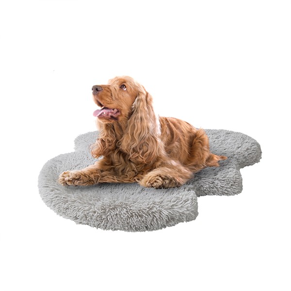 Friends Forever Friends Forever Puprug Faux Fur Orthopedic Dog Bed with Foam, Pup Faux Fur Rug with Removable Bed Cover in Grey, 20x30" PET63HM6012