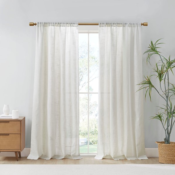 Madison Park Kyler Linen Blend Light Filtering Curtain Panel Pair in White, 2-PK 52x84" MP40-7983