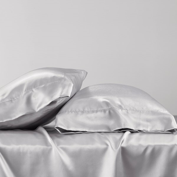 Madison Park Essentials Satin Luxury 2 PC Pillowcases in Light Grey, King MPE21-920