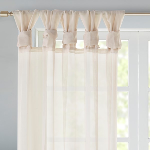 Madison Park Ceres Twist Tab Voile Sheer Window Pair in Ivory, 2-PK 50x63" MP40-7371