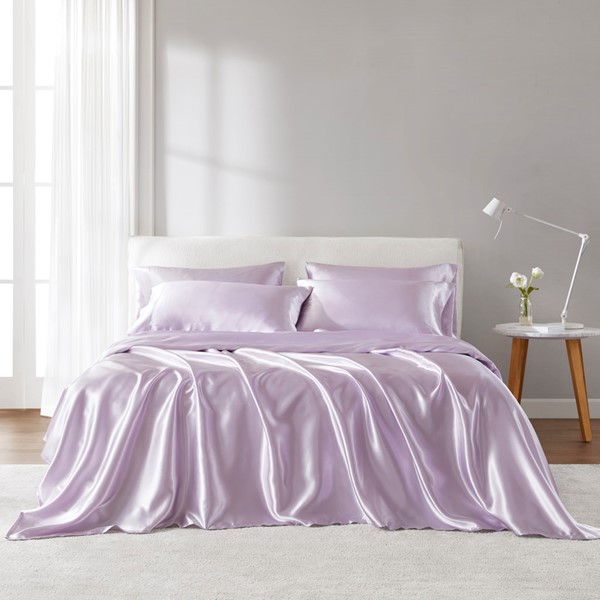 Madison Park Essentials Satin Luxury Sheet Set in Lilac, Full MPE20-1152