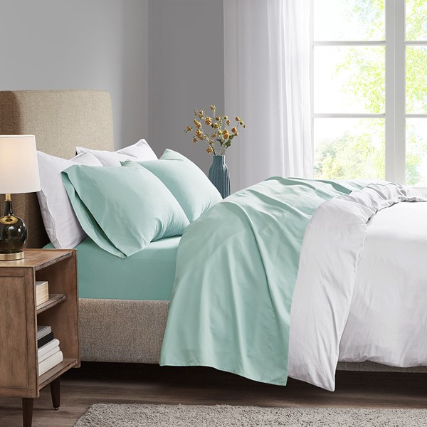 Madison Park Luxurious Brushed Microfiber Deep Pocket Sheet Set in Seafoam, Queen MP20-2390