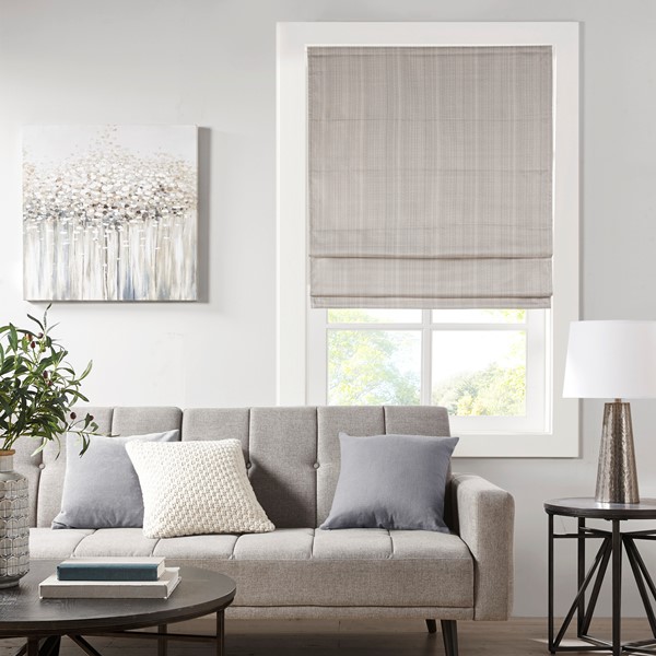 Madison Park Galen Basketweave Cordless Roman Shade Collection in Taupe, 31x64" MP40-7323