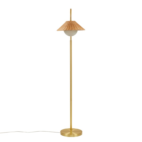 INK+IVY Laguna Rattan Weave Shade Floor Lamp in Gold/Natural II154-0158