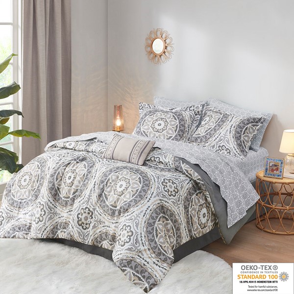 Madison Park Essentials Serenity Comforter Set with Cotton Bed Sheets in Taupe, Twin MPE10-150