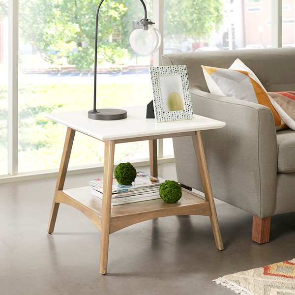 Madison Park Parker End Table in Off-White/Natural MP120-1064