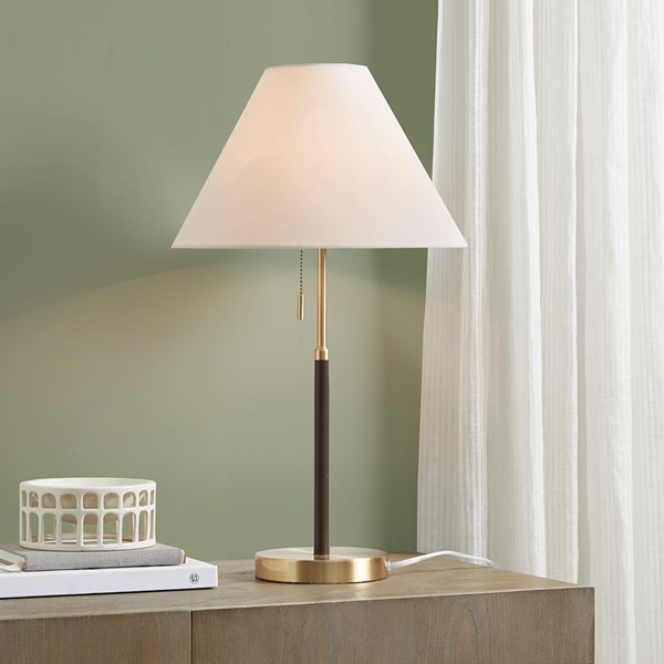 INK+IVY Bromley Two Tone Pull-chain Table Lamp in Gold/Brown II153-0147