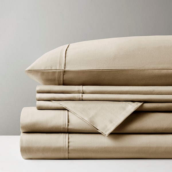 Madison Park 800 Thread Count Cotton Blend Sateen Sheet Set in Khaki, Queen MPH20-0001