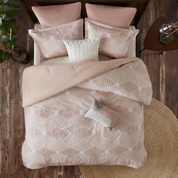 INK+IVY Ellipse Cotton Jacquard Comforter Set in Blush, Full/Queen II10-1052