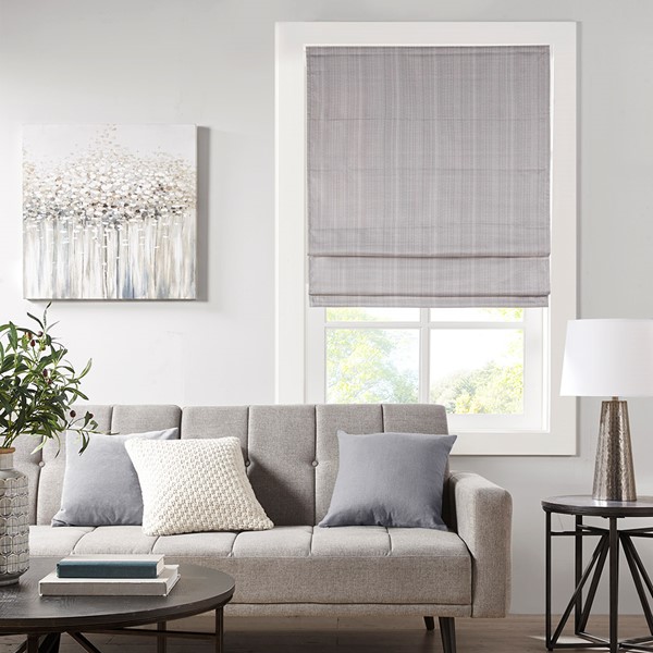 Madison Park Galen Basketweave Cordless Roman Shade Collection in Grey, 31x64" MP40-6552