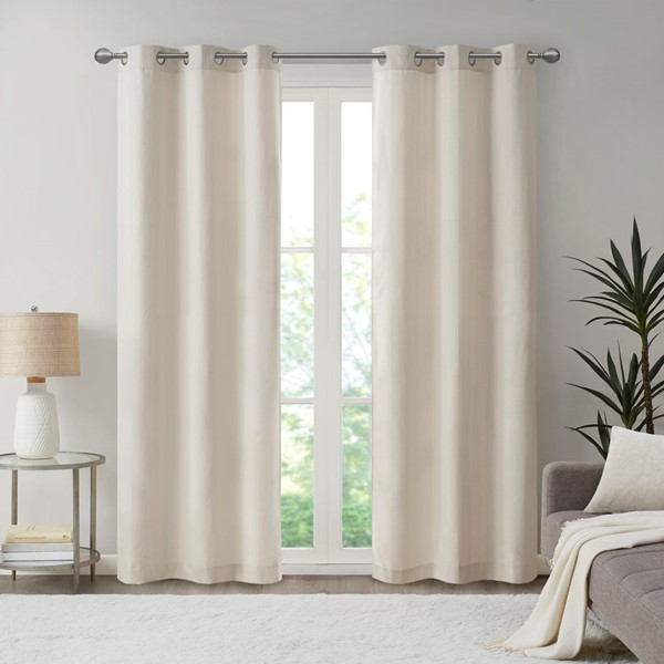 Madison Park Galen Basketweave Room Darkening Curtain Panel Pair in Ivory, 2-PK 40x84" MP40-7922