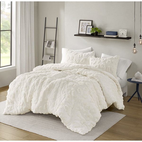 Intelligent Design Larissa Animal Chenille Duvet Cover Set in Off-White, Twin/Twin XL ID12-2421