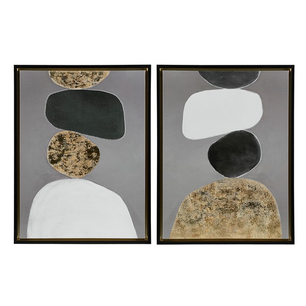 INK+IVY Neutral Stones Figural 2-piece Framed Canvas Wall Art Set in Black II95C-0160