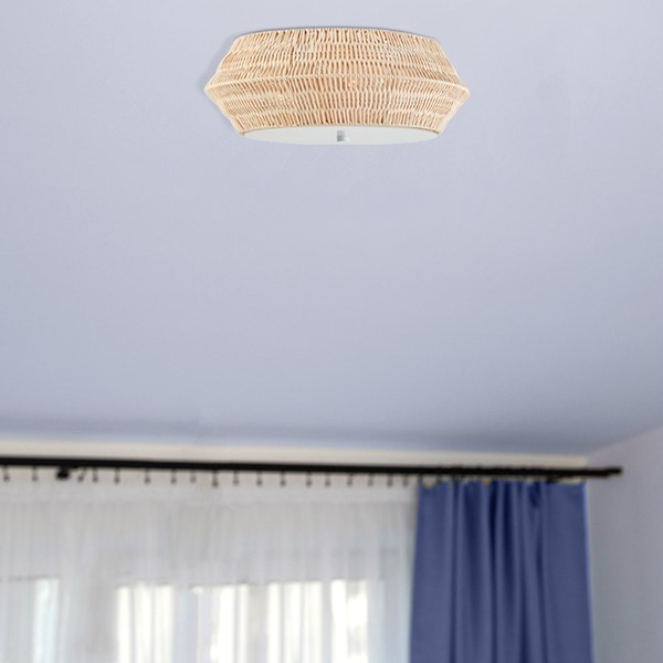 INK+IVY Mililani Boho Bamboo Flush Mount Ceiling Light in Natural II152-0142