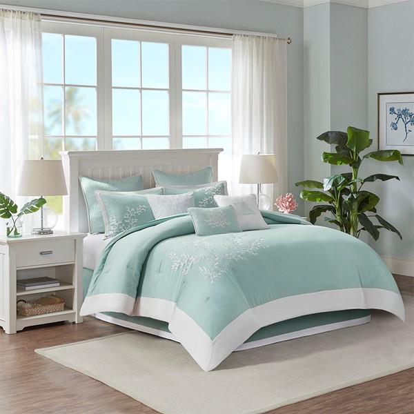 Harbor House Coastline Oversized Cotton Jacquard Comforter Set in Aqua, Full HH10-396