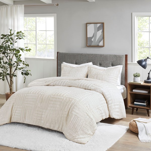 Madison Park Arctic Fur Down Alternative Comforter Mini Set in Ivory, Full/Queen BASI10-0254