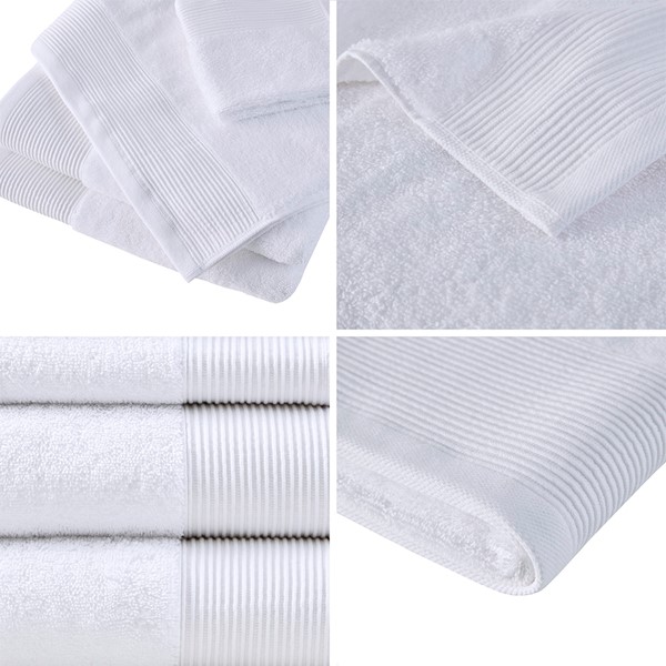 Beautyrest Nuage Cotton Tencel Blend Antimicrobial 6 Piece Towel Set in White, 6-Piece BR73-3751