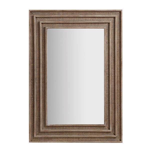 Martha Stewart Naomi Rectangular Wood and Rattan Mirror in Natural MT95F-0089