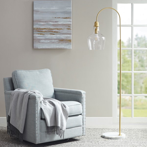 INK+IVY Auburn Arched Floor Lamp with Marble Base in Gold MP154-0200