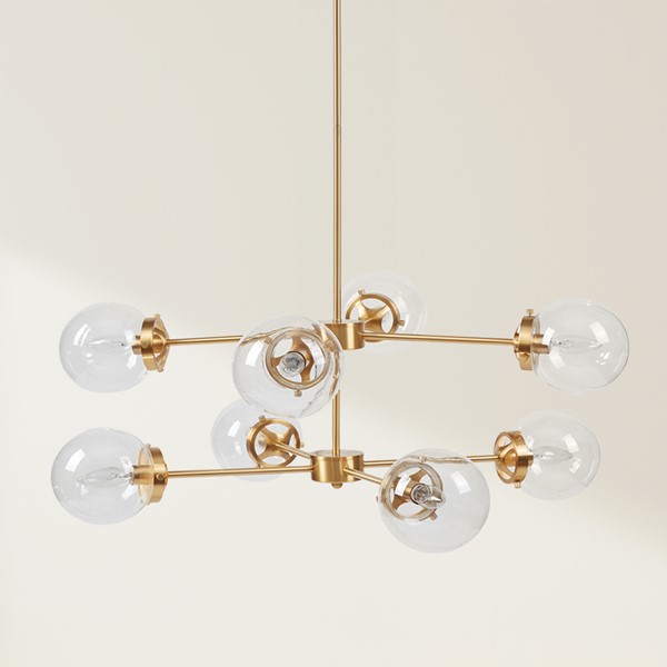 INK+IVY Calista 8-Light Metal Chandelier with Globe Bulbs in Gold/Clear II150-0153