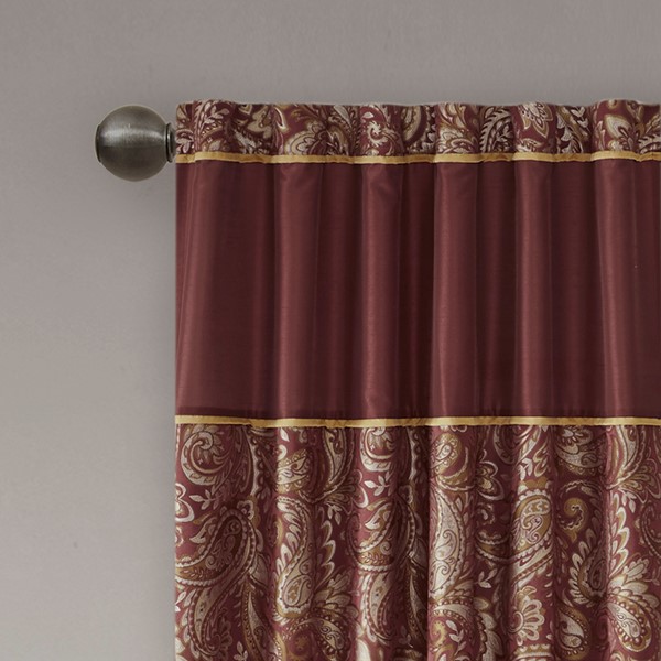 Madison Park Aubrey Jacquard Curtain Panel Pair in Burgundy, 50x84" MP40-2712