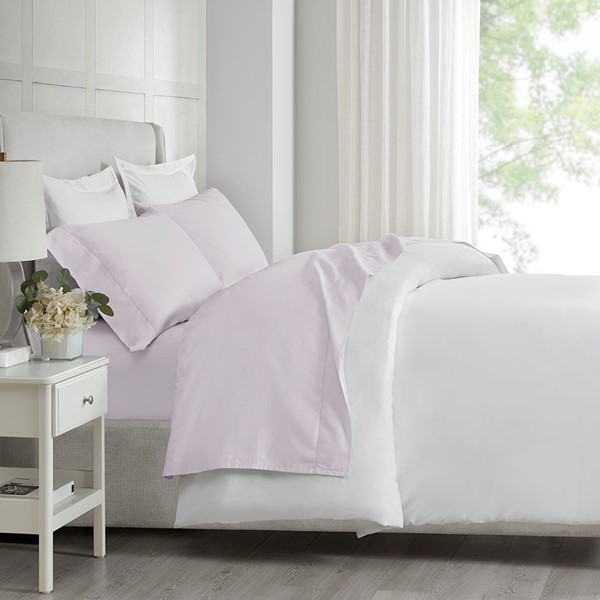 Madison Park 500 Thread Count Egyptian Cotton Deep Pocket Sheet Set in Lilac, Queen MP20-8233