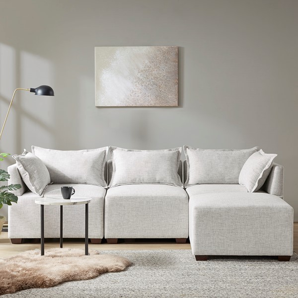 INK+IVY Molly Modular Sectional Sofa Collection in Silver Grey, Ottoman II101-0507