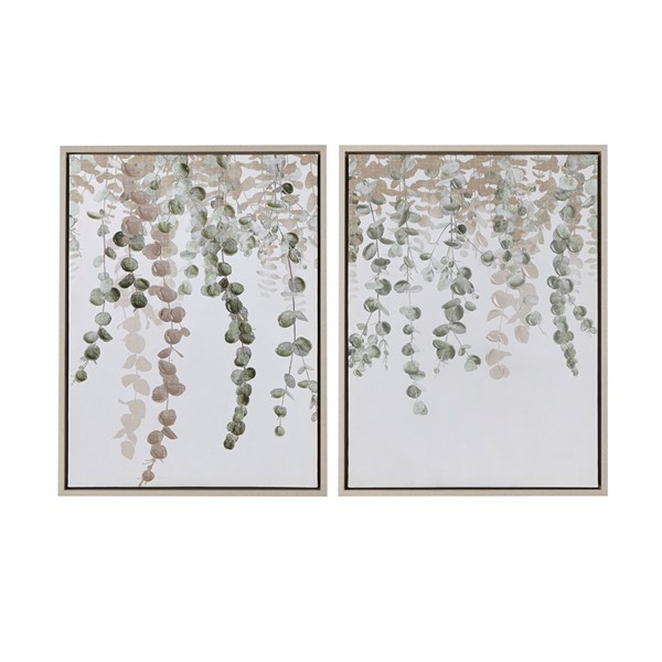 INK+IVY Botanical Waterfall Eucalyptus 2-piece Framed Canvas Wall Decor Set in Green II95C-0154