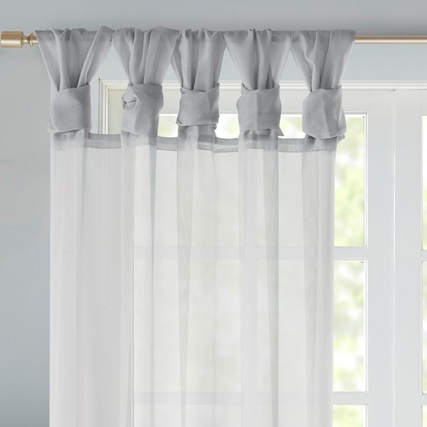 Madison Park Ceres Twist Tab Voile Sheer Window Pair in Light Grey, 2-PK 50x95" MP40-6350