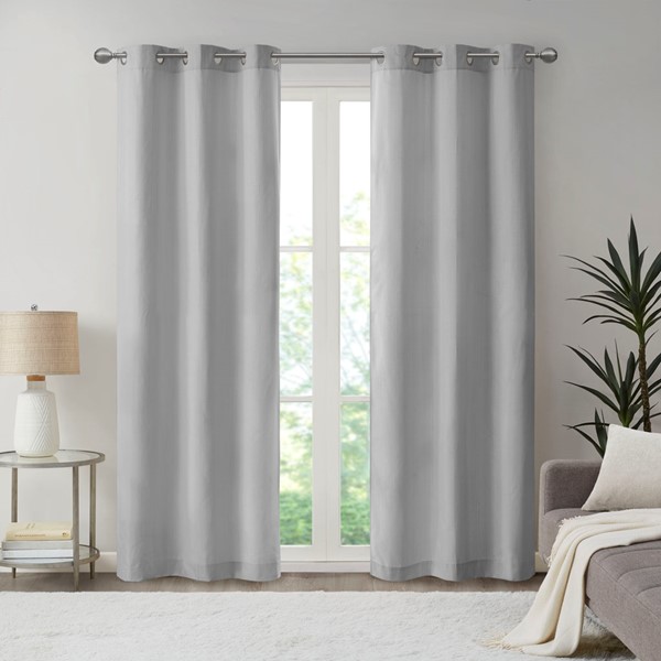 Madison Park Galen Basketweave Room Darkening Curtain Panel Pair in Grey, 2-PK 40x84" MP40-7925