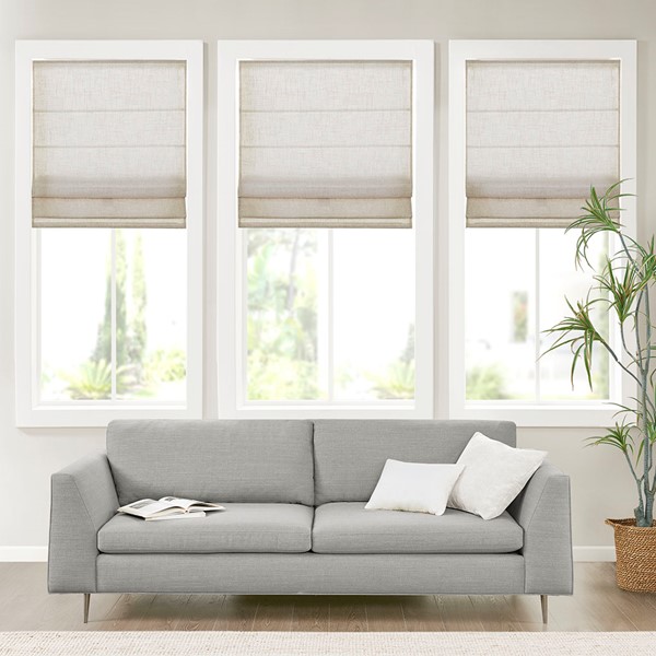 Madison Park Kyler Linen Blend Light Filtering Cordless Roman Shade in Natural, 29x64" MP40-7979