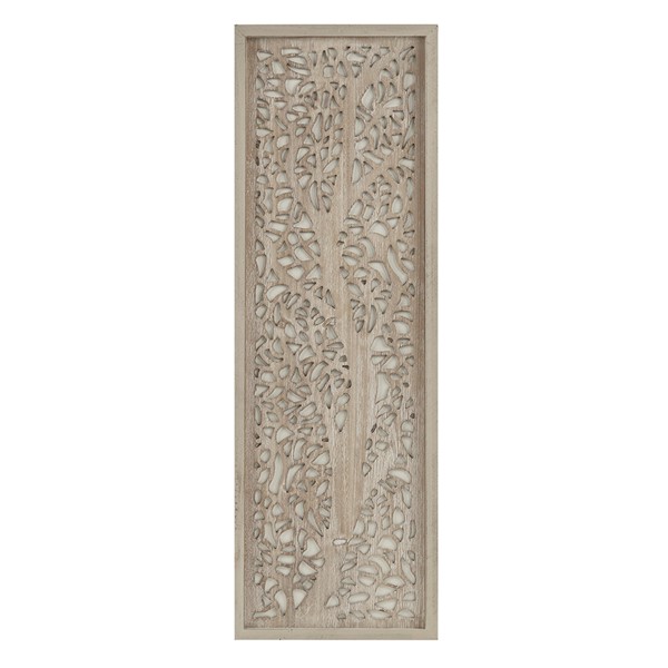 Madison Park Laurel Branches Laser Cut Tree Framed Panel Wall Decor in Natural MP95B-0275