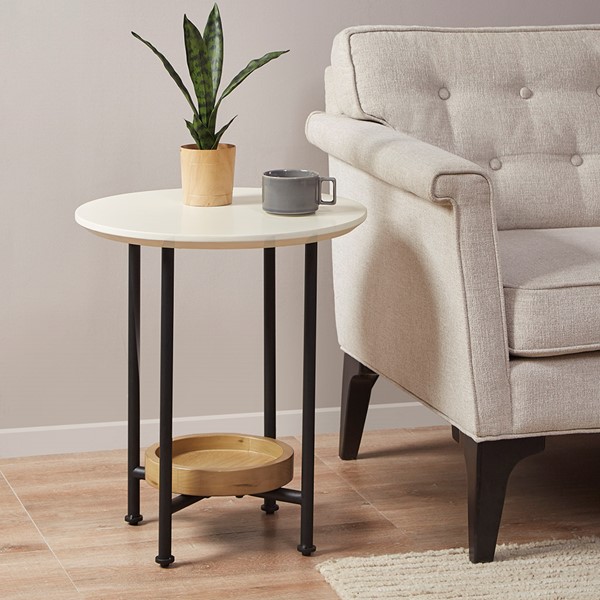 Madison Park Beaumont End Table in White/Natural MP120-1098