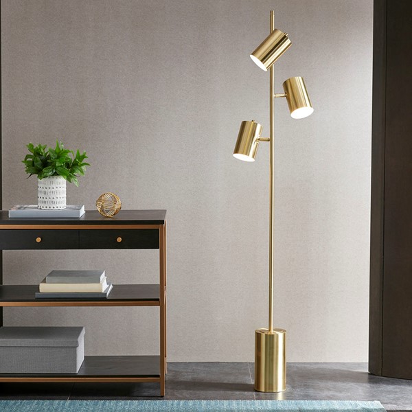 INK+IVY Alta 3-Light Metal Floor Lamp in Gold UH154-0051