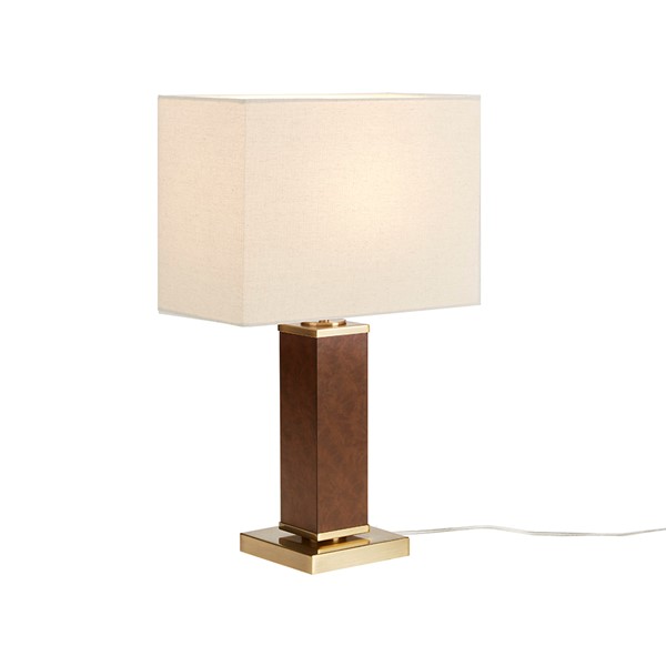 Martha Stewart 22"H Hawley Faux Leather Table Lamp in Gold/Brown MT153-0072