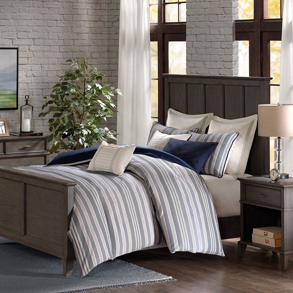 Madison Park Signature Farmhouse Comforter Set in Blue, King MPS10-313