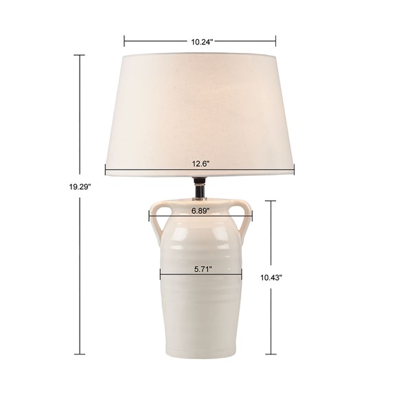 INK+IVY Everly Ceramic Table Lamp with Handles in White II153-0107